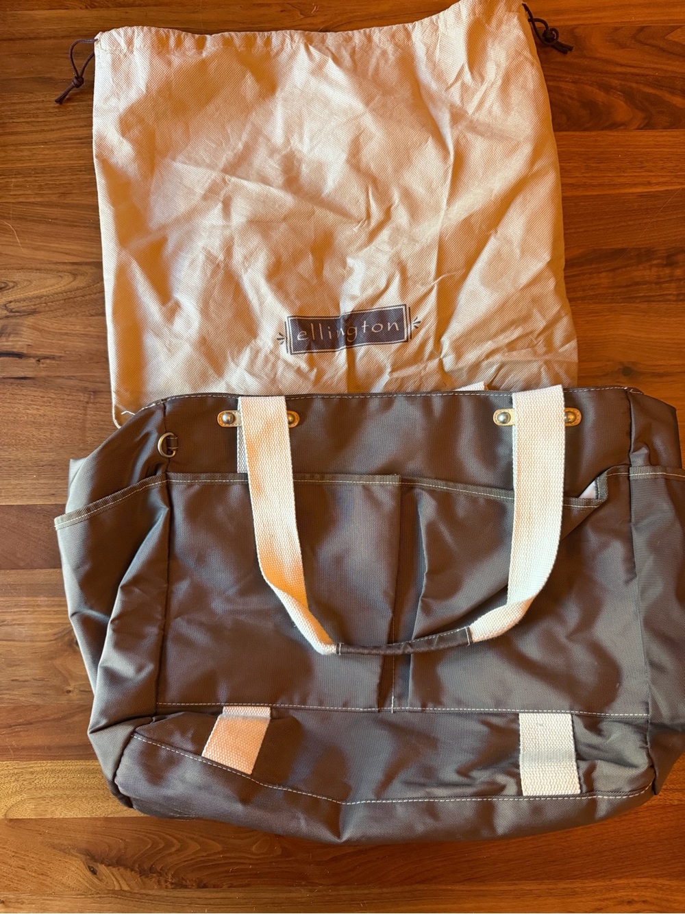 Ellington Brown Canvas Tote with White Straps